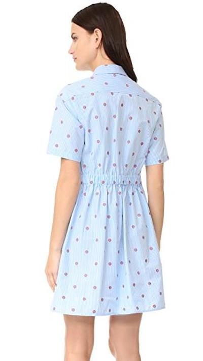 Shop Boutique Moschino Button Down Dress In Fantasy Print Light Blue