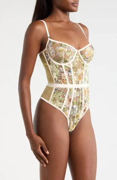 Kilo Brava Sequin Embroidered Underwire Bodysuit In Multi