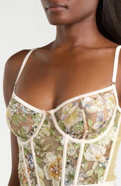Kilo Brava Sequin Embroidered Underwire Bodysuit In Multi