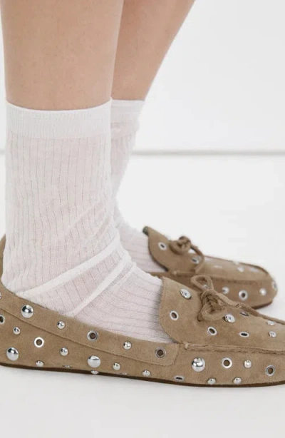 Mango Eyelet Loafer In Neutral