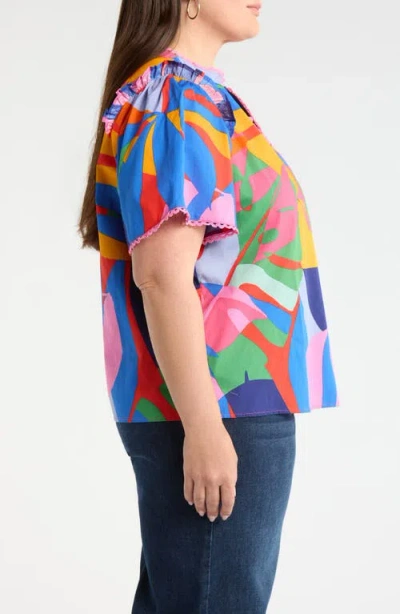 Sugarlips Chroma Abstract Winslet Ruffle Top In Multi