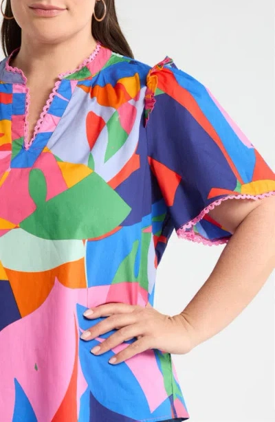 Sugarlips Chroma Abstract Winslet Ruffle Top In Multi