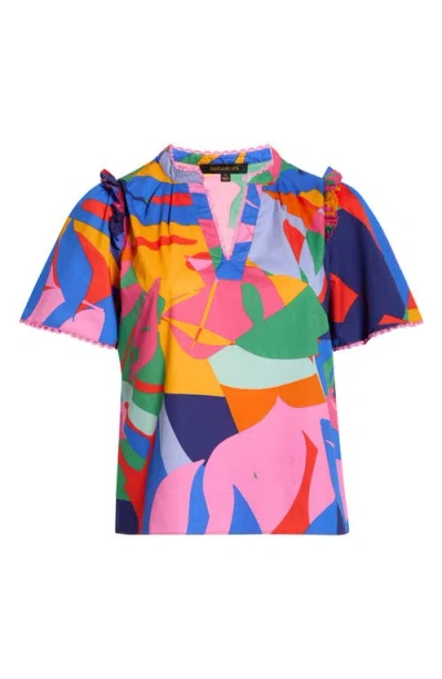 Sugarlips Chroma Abstract Winslet Ruffle Top In Multi