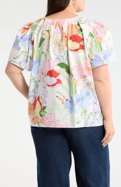 Sugarlips Floral Split Neck Top In Multi