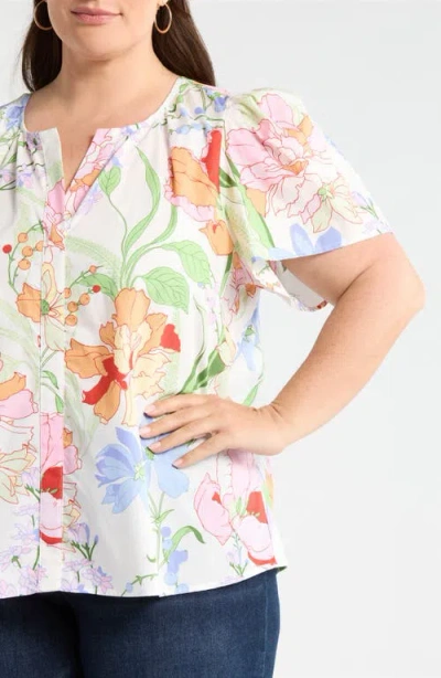 Sugarlips Floral Split Neck Top In Multi