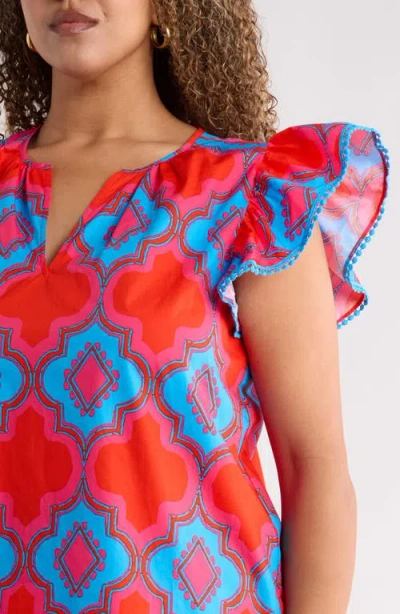 Sugarlips Devant Carya Ruffle Cotton Top In Multi