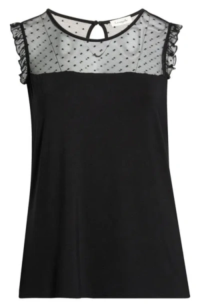 Loveappella Mesh Dot Top In Black