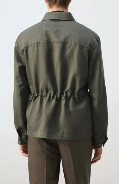 Mango Rucked Back Jacket In Green