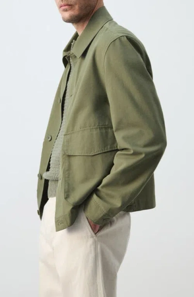 Mango Lightweight Cotton-lyocell Jacket In Green