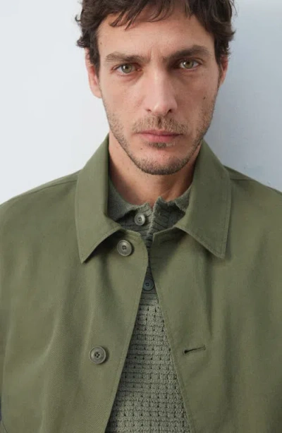 Mango Lightweight Cotton-lyocell Jacket In Green