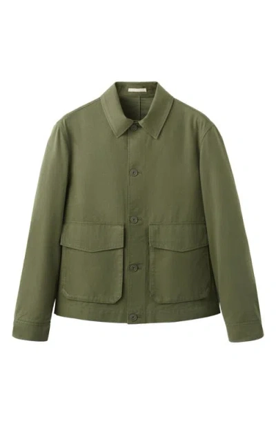 Mango Lightweight Cotton-lyocell Jacket In Green
