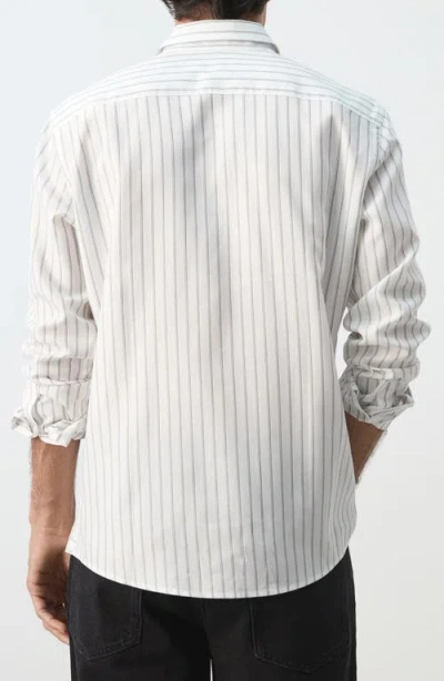 Mango Stripe Button-up Shirt In White