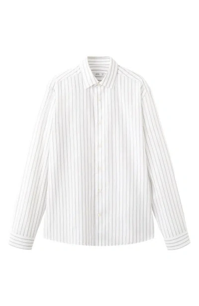 Mango Stripe Button-up Shirt In White