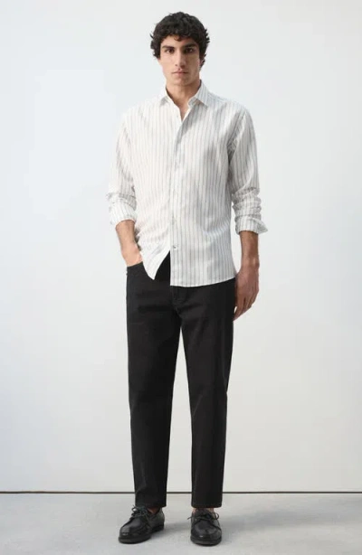 Mango Stripe Button-up Shirt In White