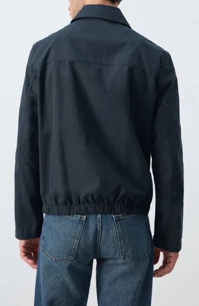 Mango Cotton Blend Jacket In Blue