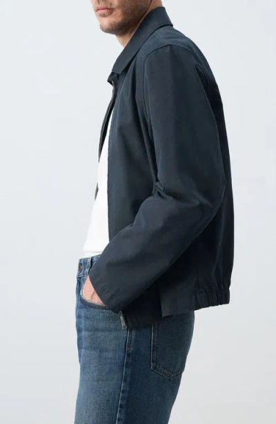 Mango Cotton Blend Jacket In Blue