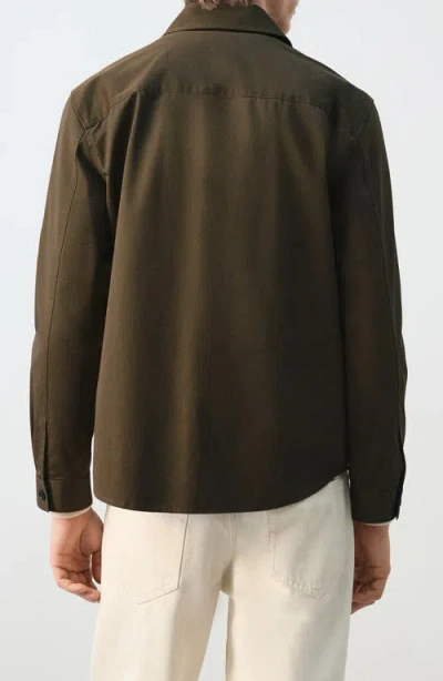 Mango Cotton Overshirt In Green