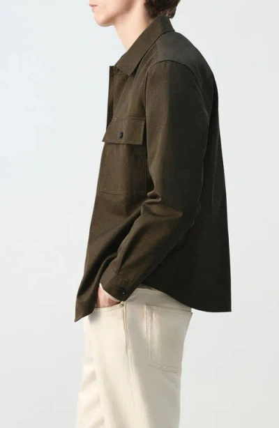 Mango Cotton Overshirt In Green