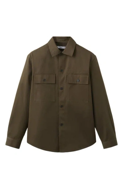 Mango Cotton Overshirt In Green