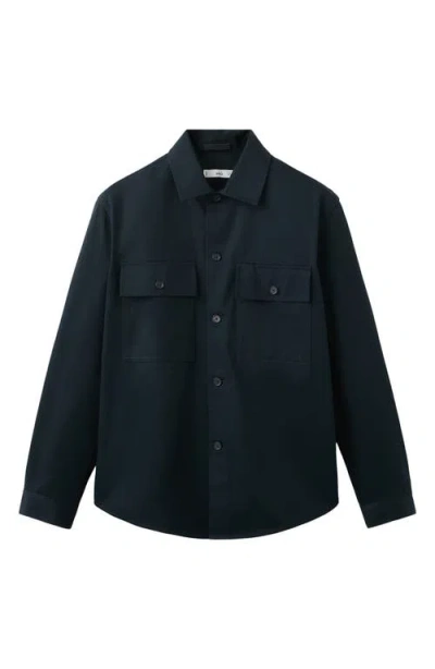 Mango Cotton Overshirt In Blue