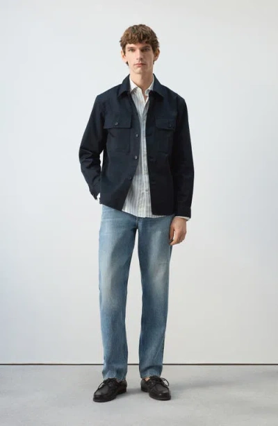 Mango Cotton Overshirt In Blue