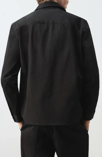 Mango Cotton Overshirt In Black