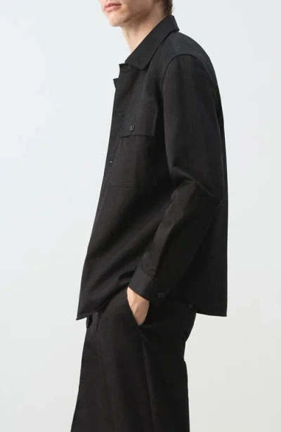 Mango Cotton Overshirt In Black