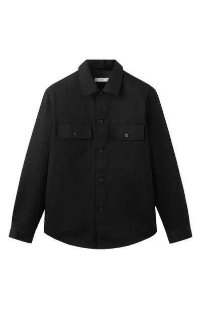 Mango Cotton Overshirt In Black