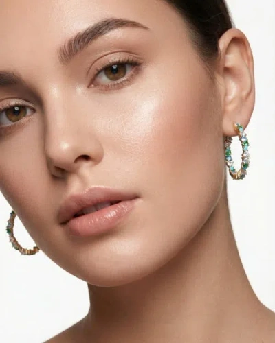 Native Gem Vienna Opal Hoops In Blue