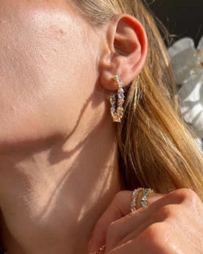 Native Gem Vienna Opal Hoops In Blue