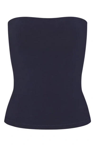 Skims Stretch Cotton Jersey Tube Top In Blue