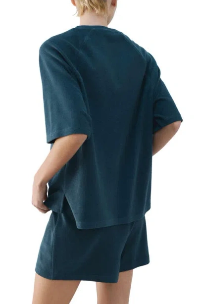 Mango Cotton Blend Terry Pajama Top In Blue