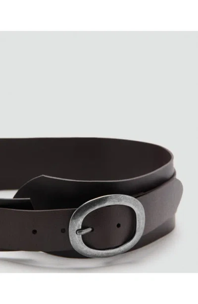 Mango Obi Leather Belt In Brown