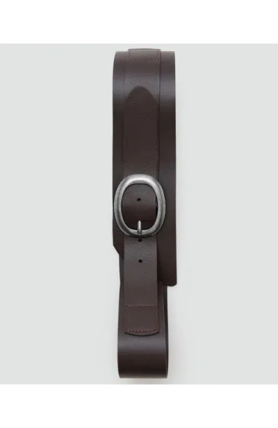 Mango Obi Leather Belt In Brown