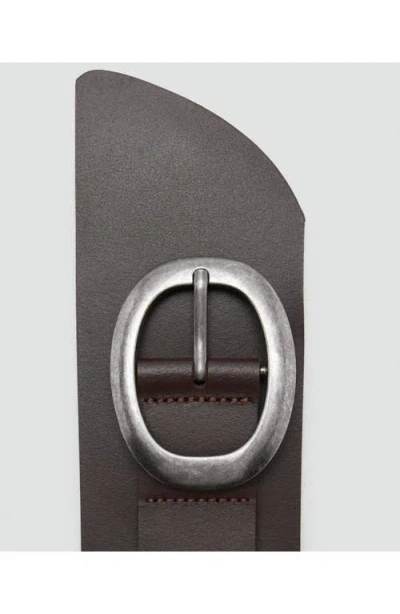Mango Obi Leather Belt In Brown