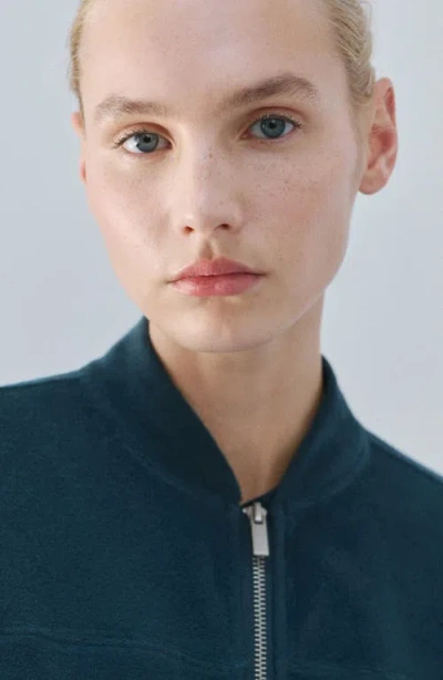 Mango Cotton Blend Terry Bomber Jacket In Green