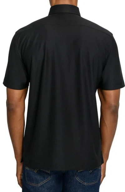 Brooklyn Brigade Solid Mapleton Luxe Cross Dyed Polo In Black