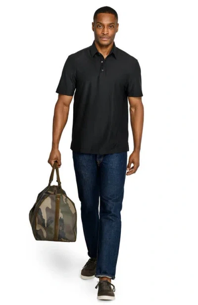 Brooklyn Brigade Solid Mapleton Luxe Cross Dyed Polo In Black