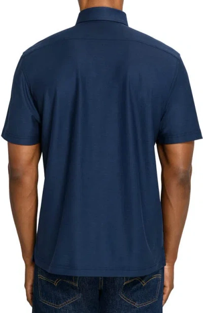 Brooklyn Brigade Solid Mapleton Luxe Cross Dyed Polo In Blue