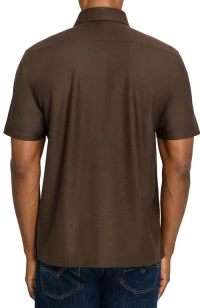 Brooklyn Brigade Solid Mapleton Luxe Cross Dyed Polo In Brown