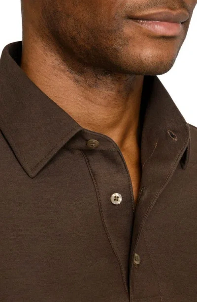 Brooklyn Brigade Solid Mapleton Luxe Cross Dyed Polo In Brown