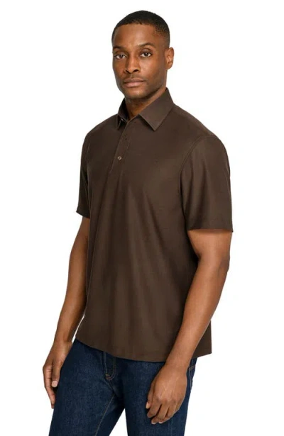 Brooklyn Brigade Solid Mapleton Luxe Cross Dyed Polo In Brown