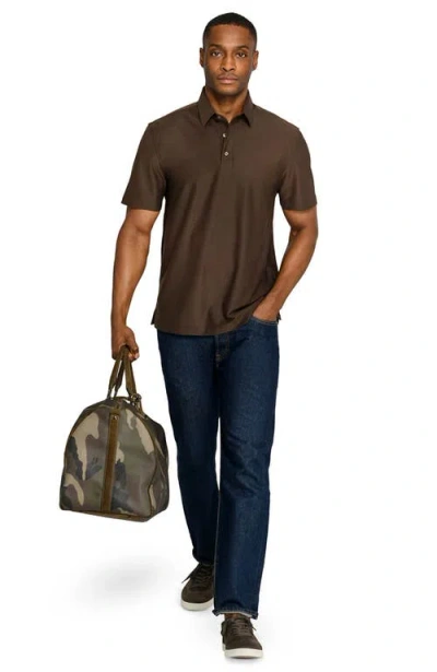Brooklyn Brigade Solid Mapleton Luxe Cross Dyed Polo In Brown