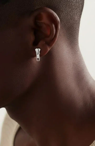 Yoj Zip Me Up Single Stud In Silver