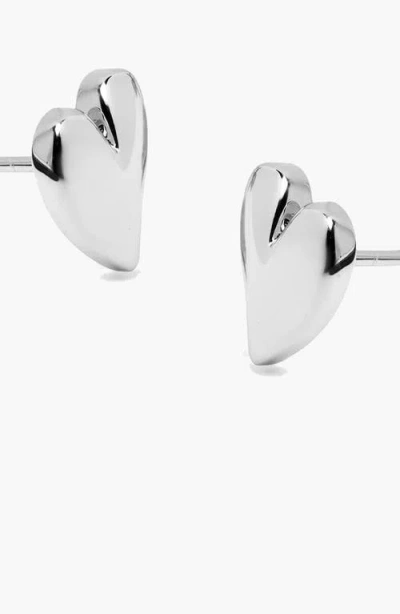 Yoj Mini Heart Stud Earrings In Silver