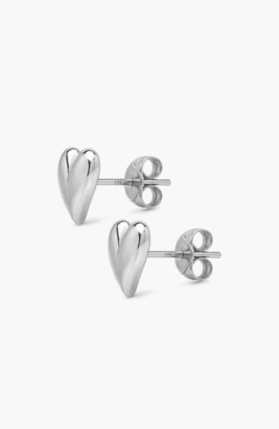 Yoj Mini Heart Stud Earrings In Silver