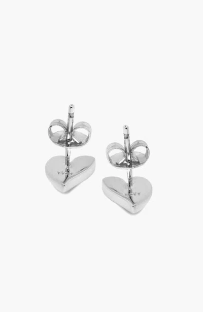 Yoj Mini Heart Stud Earrings In Silver