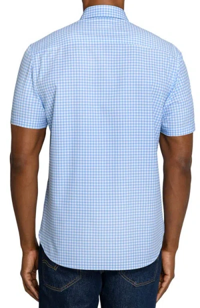 Construct Slim Fit Gingham Woven Short Sleeve Basic Shirt In Blue