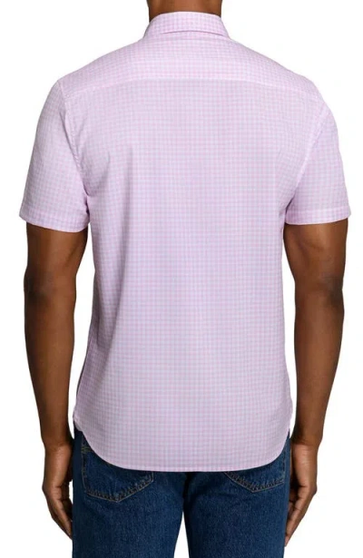 Construct Slim Fit Gingham Woven Short Sleeve Basic Shirt In Pink