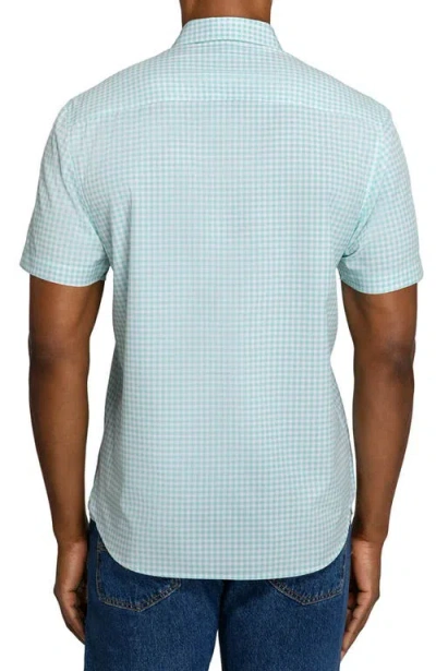 Construct Slim Fit Gingham Woven Short Sleeve Basic Shirt In Blue